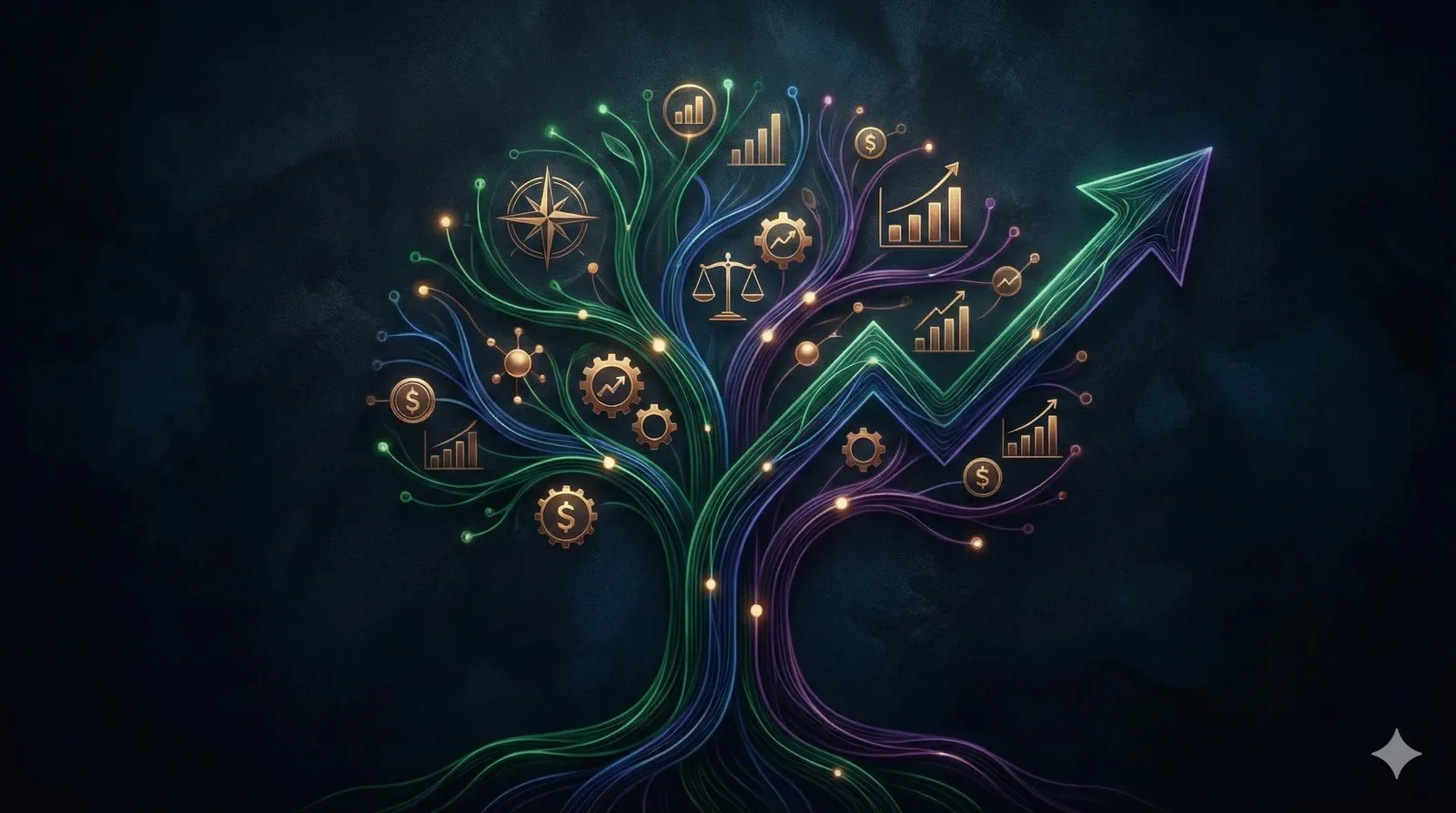 Ilustración de crecimiento empresarial y transformación digital